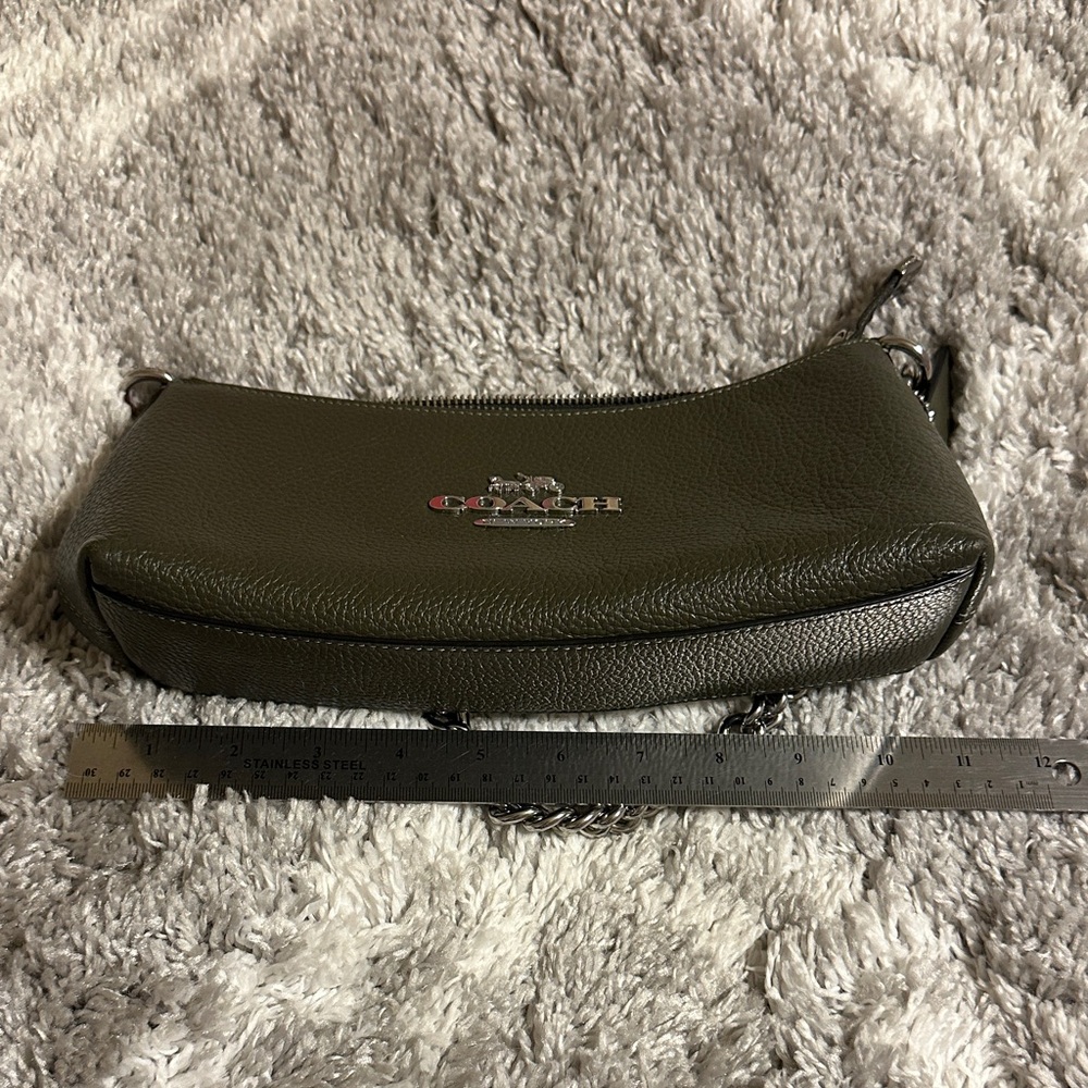 Coach Dark Green Leather Chain Shoulder Bag - Picture 9 of 11